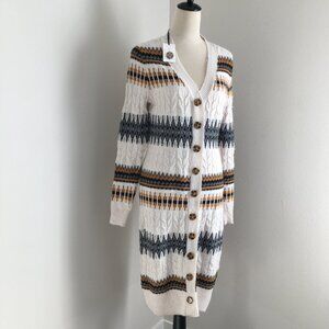 NWT LUCKY BRAND Petite Oatmeal Gold Combo Button Long Cardigan